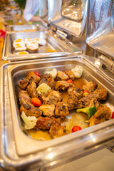 delicious chicken stew with broccoli in marmite.