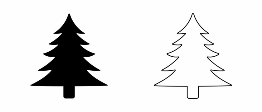 Christmas tree line icon, decorated conifer outline and filled vector sign, linear and full pictogram isolated on white, logo illustration.