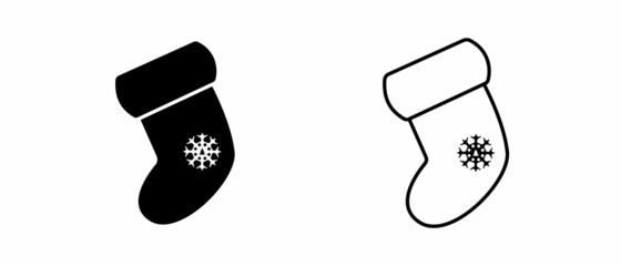 Christmas sock vector icon isolated on white background.