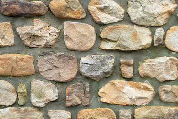 Old rock wall textured background, close up.