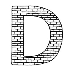 D letter linear drawing.