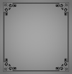 Decorative frame Elegant vector element for design in Eastern style, place for text. Floral black and gray border. Lace illustration for invitations and greeting cards