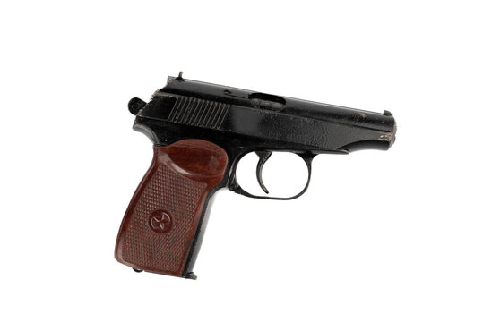 Used makarov pistol isolated on white background.