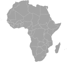 Fototapeta premium Gray Map of countries of Africa