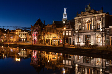 Cityscape on the center of the historic old town of Haarlem in the Netherlands.