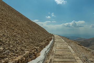 Wood tile trail on top of a mountain
