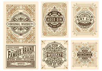 Set of 5 Vintage Labels for Packing