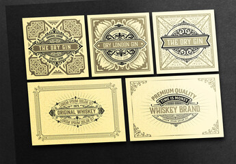 Set of 5 Vintage Labels for Packing