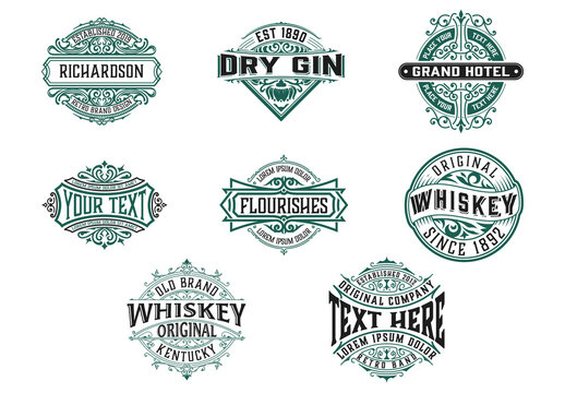 Set of 8 Vintage Logos and Badges