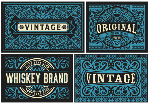 Set of 4 Vintage Labels for Packing