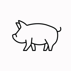 Pig icon vector illustration. Hog outline symbol. Pork meat production, mammal breeding. Pig breeding farm, animal husbandry