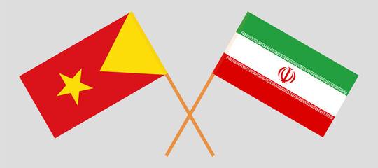 Crossed flags of Tigray and Iran. Official colors. Correct proportion