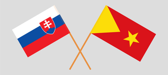 Crossed flags of Slovakia and Tigray. Official colors. Correct proportion