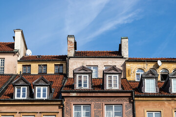 Vintage architecture in the old town of Warsaw - 474093634