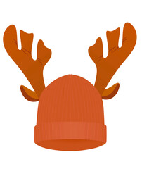 Red hap with deer's horns. vector