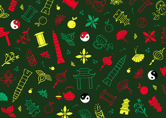 Taipei doodle cartoon poster, banner, postcard, card for travel company, T-shirt, shirt. Taipei line illustration. Modern style Taipei city illustration. Hand sketched drawing. EPS 10 vector