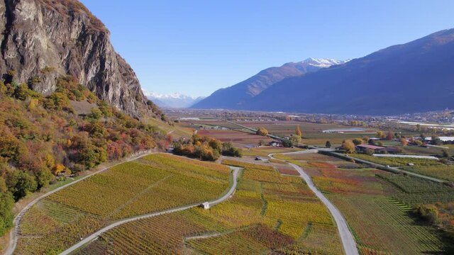 The Valais Wine Region in Switzerland Aerial View