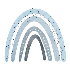 Arco iris em aquarela azul com decoração 
