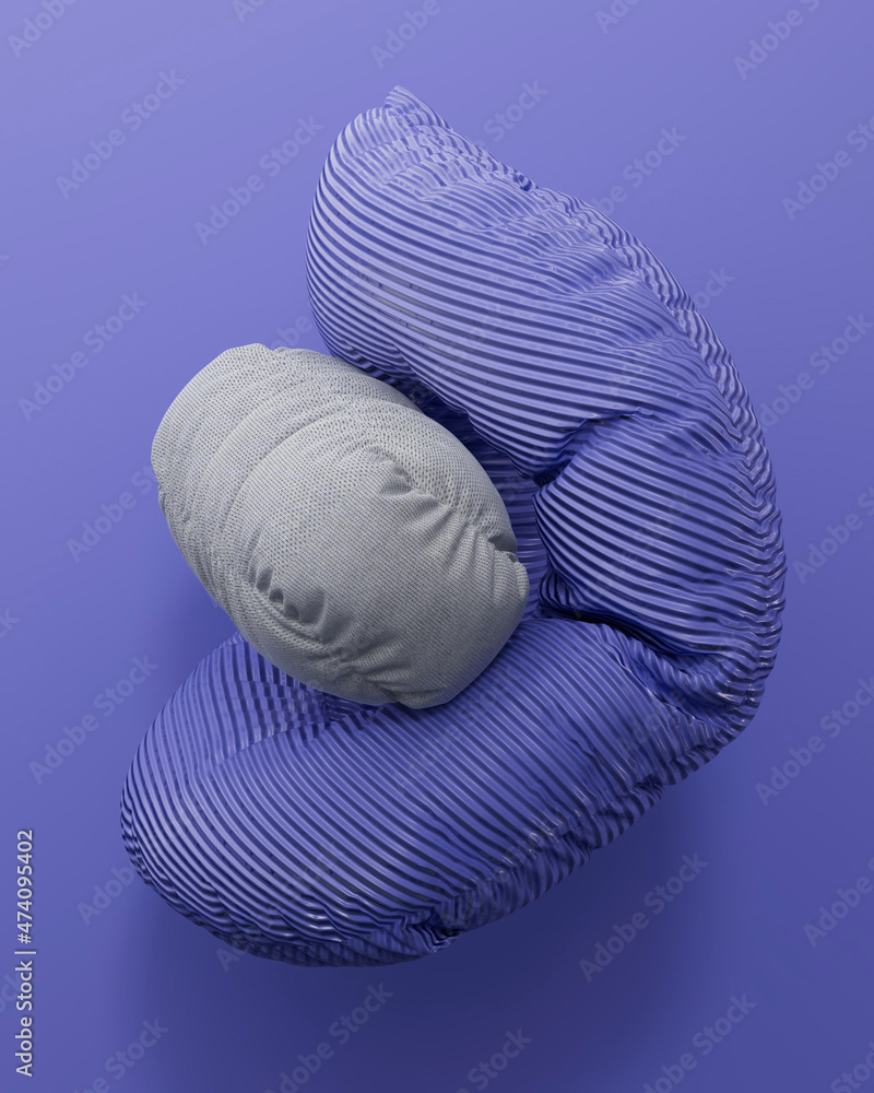 Poster 3d rendering of soft shapes on purple background. circle abstract frames templates with copy space f