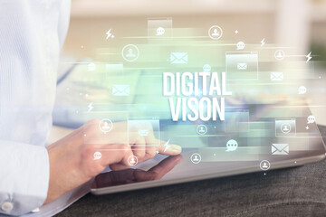 Close-up of a tablet searching modern technology concept