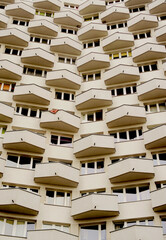 wall of a residential building with balconies