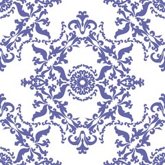 Vintage seamless ornament in oriental style. Classic vintage vector pattern. Floral wallpaper. Purple and white. Seamless ornament for fabric,wallpaper, tiles or packaging.