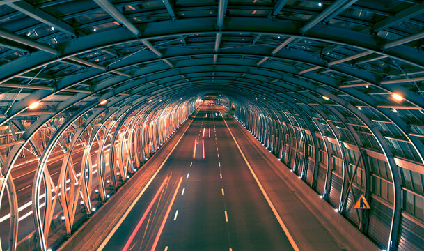 long exposure of road traffic in the tunnel from the highway