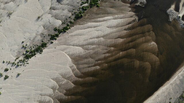 the bottom of the river from a bird's eye view