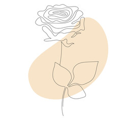 Beautiful flower Rose- Line art . Vector illustration. Continuous line drawing. Abstract minimal flower design for cover, prints, Home decor picture, decor, design, posters