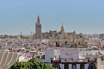 Fototapeta na wymiar Aerial view on Seville cathedral