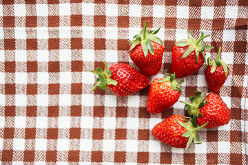 fresh strawberry summer fruit vitamins dessert checkered tablecloth