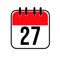 Fototapeta premium Calendar day 27. Number twenty seven on a white paper with red border on white background. Vector ilustration.
