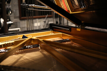 grand piano in the studio view from the inside