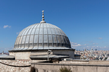 Fototapeta na wymiar Panorama to city of Istanbul from Imperial Suleymaniye Mosque, Turkey