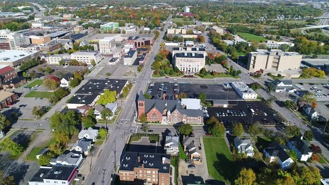 Flint, Michigan, Aerial Flying, Downtown, Amazing Landscape