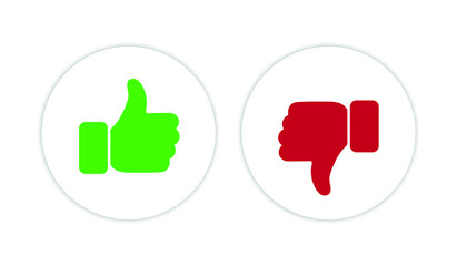 Thumbs up and down like dislike icons for social network. Vector illustration