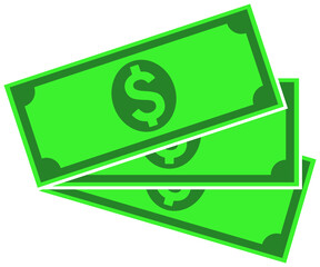 Vector Dollar sign, money three dollar icon, dollar bill symbol. Vector illustration