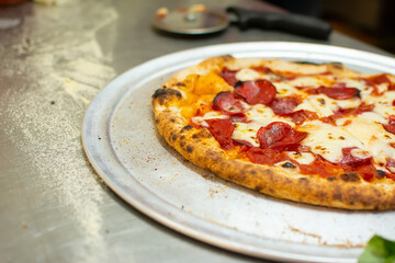 Delicious traditional pizza with pepperoni