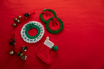 Crocheted Mini Christmas Ornaments with Small Gold Bells