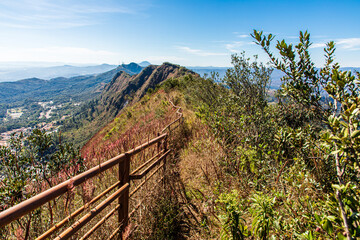 Fototapeta na wymiar Trail at the top of Serra do Curral in the middle of Capim meloso