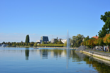 Obraz premium Zug, Switzerland, view to the lakefront promenade of lake Zug