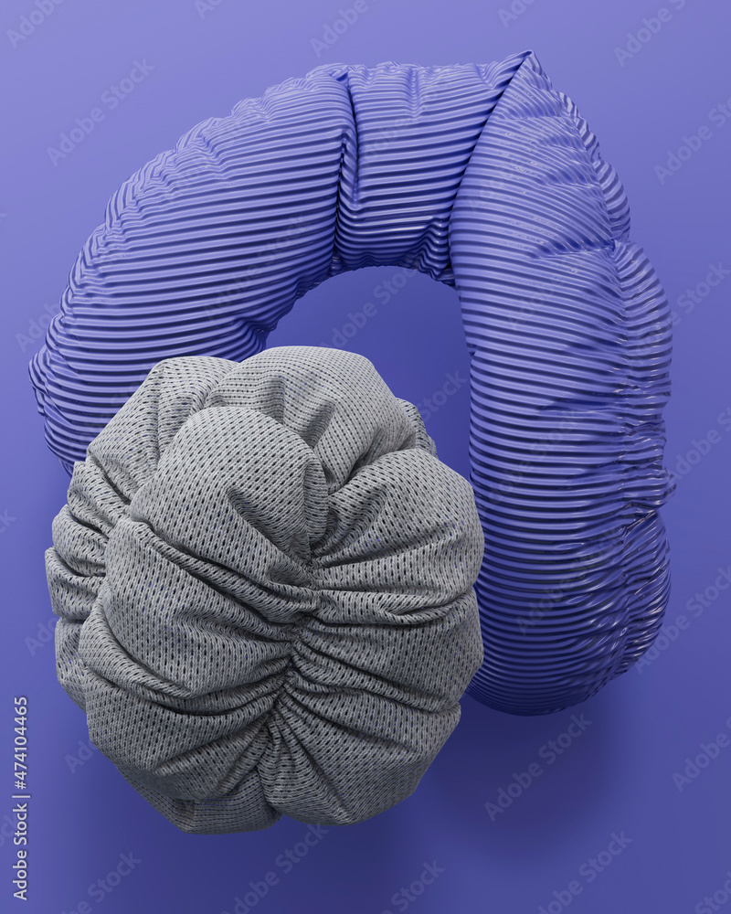 Poster 3d rendering of soft shapes on purple background. circle abstract frames templates with copy space f