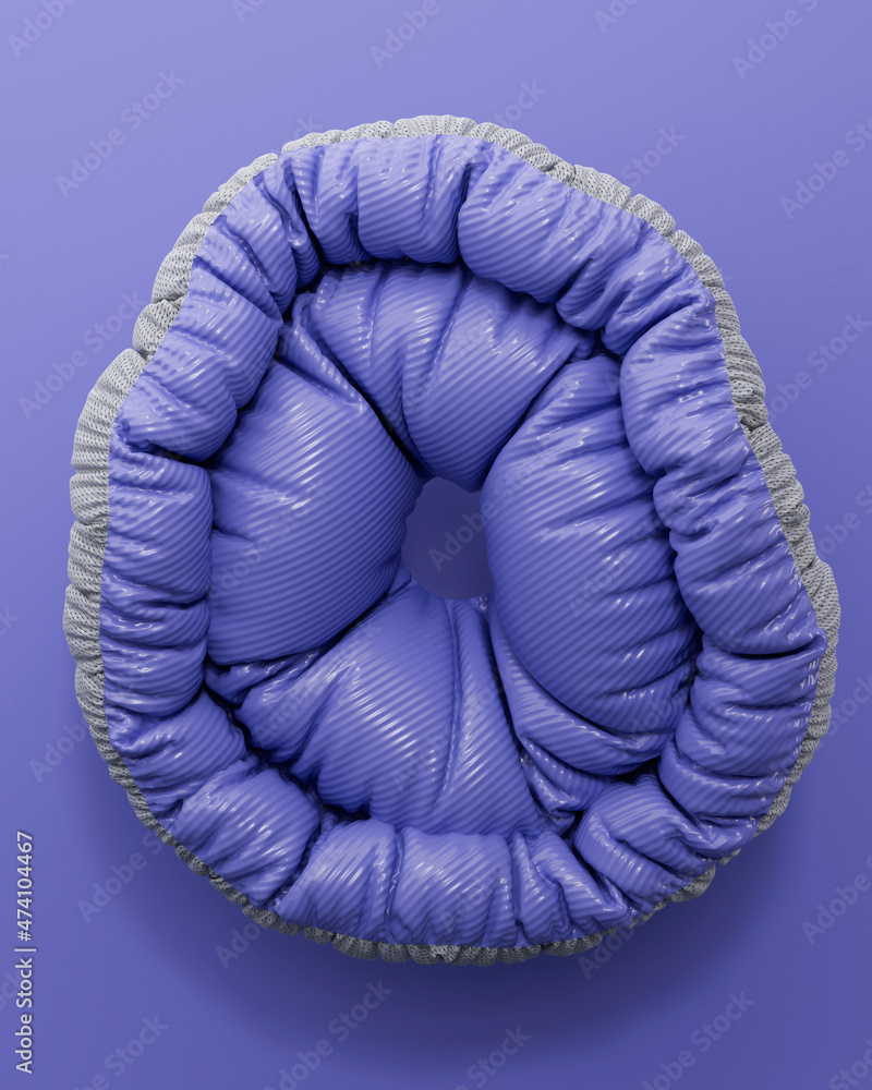 Poster 3d rendering of soft shapes on purple background. circle abstract frames templates with copy space f