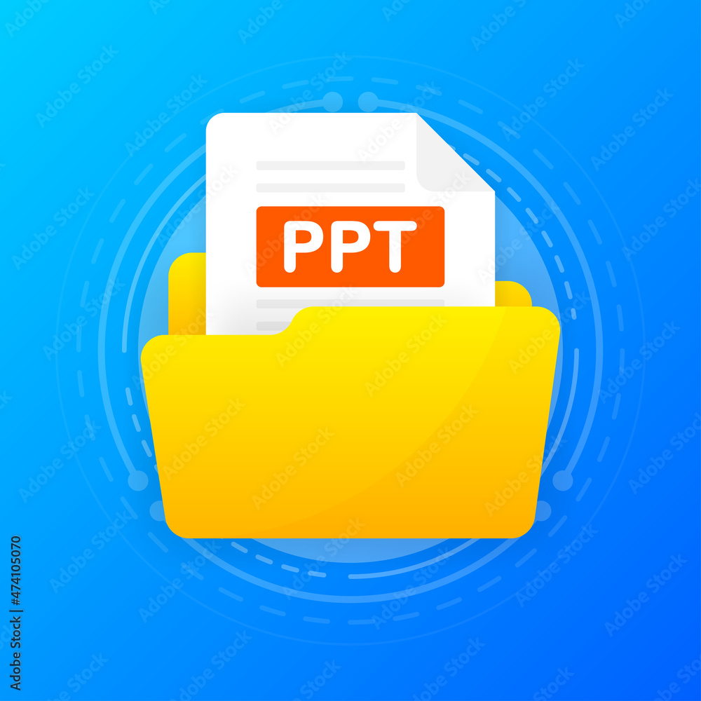 Aufkleber open folder icon with ppt file inside. folder with documents on a blue background. flat design. vect
