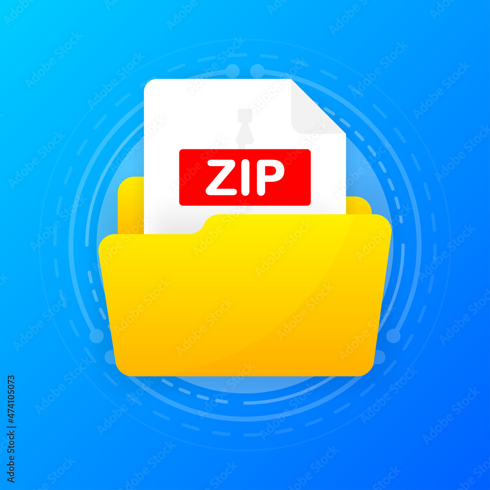 Aufkleber open folder icon with zip file inside. folder with documents on a blue background. flat design. vect
