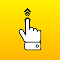 Hand Swipe icon. Up arrow button symbol. Social media scrolling. Vector Illustration.