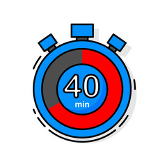 40 minutes left. Timer, clock, stopwatch isolated icon. Note the cooking time. Vector illustration.