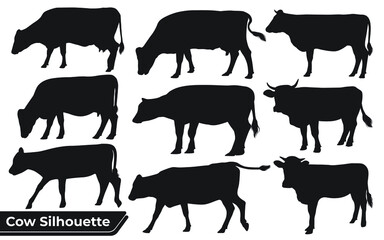 Collection of Cow Silhouette in different poses