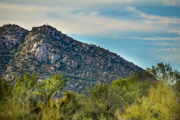 Granite Mountain in Arizona with Blue Skies