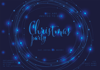 Christmas Party Invitation Layout with Light Chains